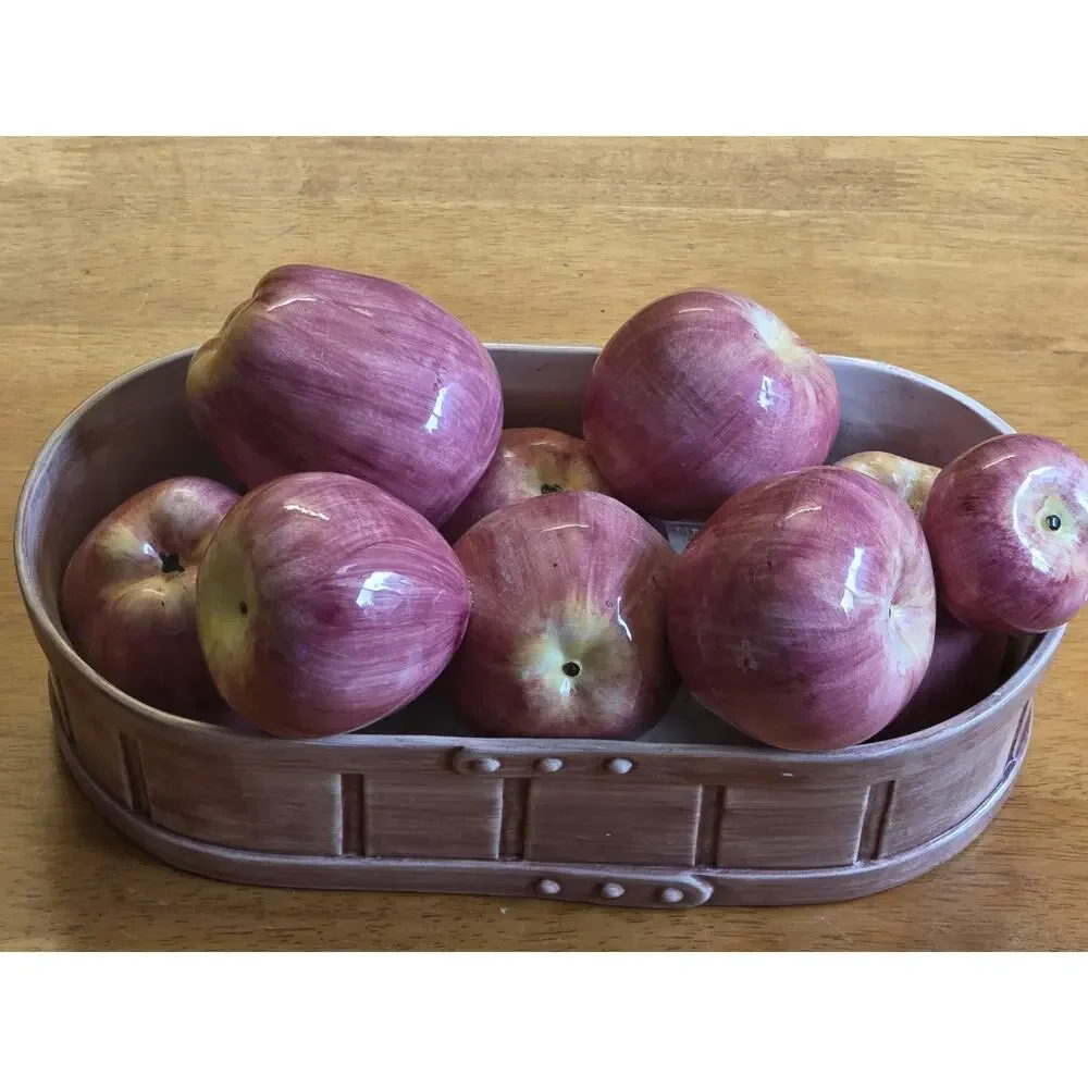 Vintage Italian Ceramic Basket of Apples Made for ETHAN ALLEN in Italy RARE